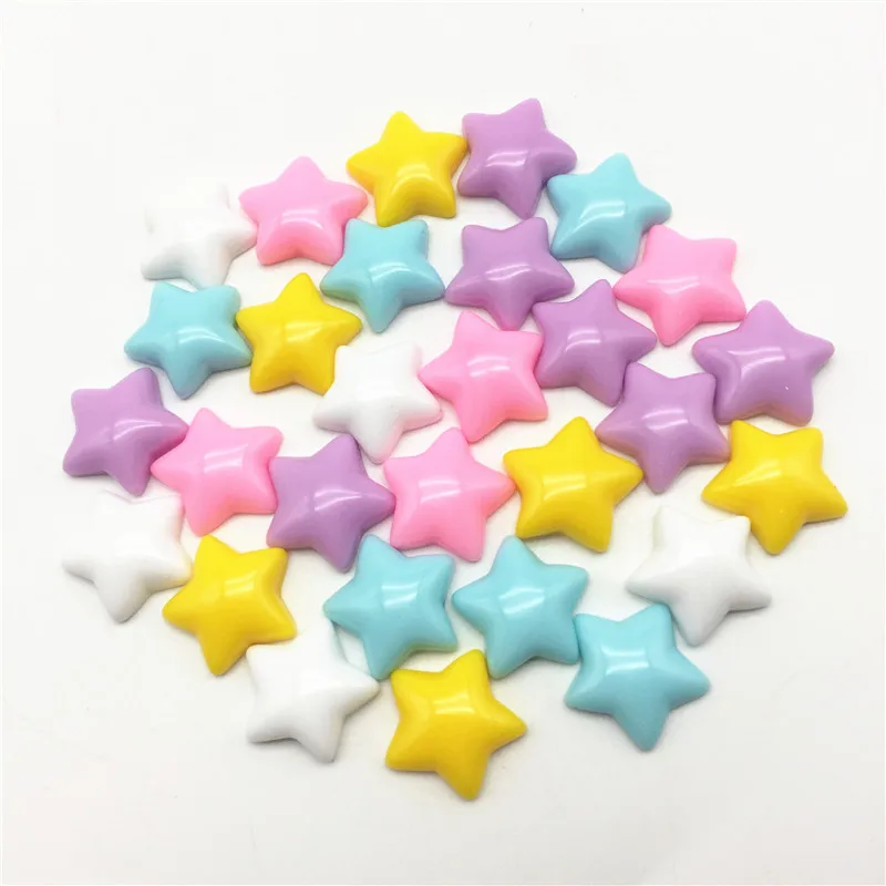 50pcs 16mm Pastel Mixed Stars Flatbacks Embellishments Resin Cabochons Scrapbooking For Phone Baby Decorations DIY Crafts