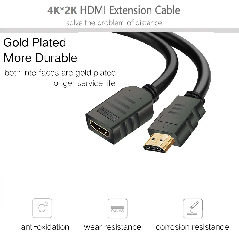 HDMI удлинитель 1 м/2 м/3 м/5 м HDMI 4 к* 2 к 3D HDMI расширенный кабель для HD tv lcd ноутбука PS3 проектора