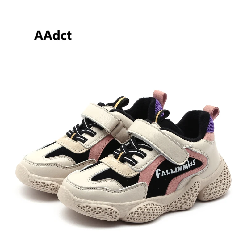 

AAdct Cotton warm running shoes for girls and boys Casual s[ports children shoes 2018 Winter sneakers kids shoes