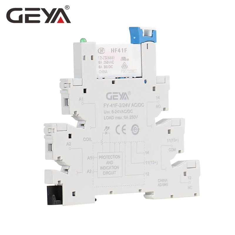 

Free Shipping GEYA Slim Relay Module Protection Circuit 6A Relay 12V or 24V Relay Socket 6.2mm thickness Electromagnetic Relay
