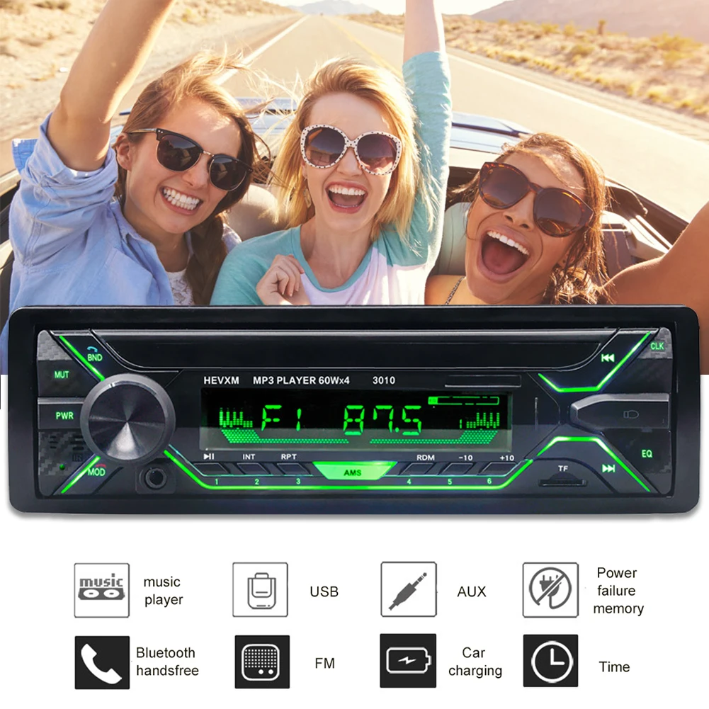 12 V Автомобильный MP3 плеер Универсальный Aux Стерео ЖК дисплей красочные огни USB
