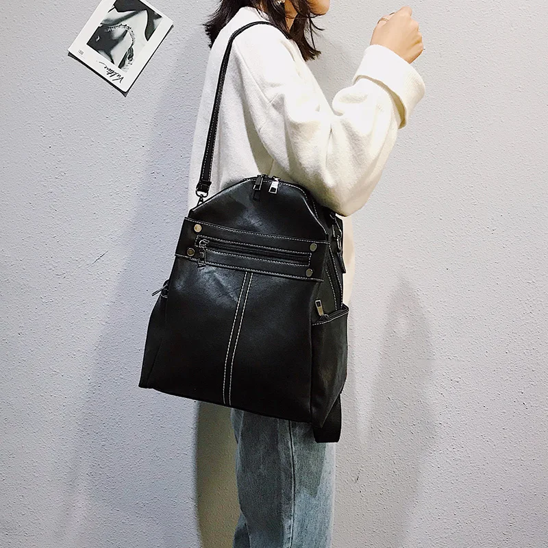 Fashion Women Rivet Backpack Pu Leather Female Backpacks School Backpack For Teenage Girls Female single shoulder bags Mochila (6)