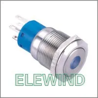 

ELEWIND 19mm Blue Dot illuminated Latching push button(PM192F-22ZD/B/12V/S)