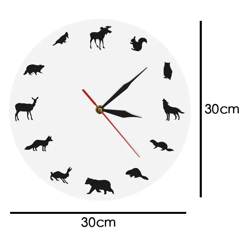 1 шт Дикий часы с изображением животных Волк настенные часы белка современные круглые настенные часы Home Decor медведь современного искусства