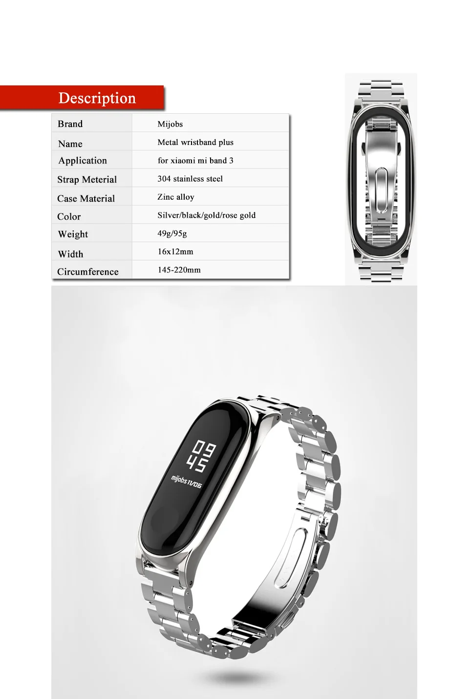 Mi jobs mi Band 4 ремешок металлический браслет для Xiaomi mi ремешок 4 Ремешок Браслет умные часы браслет из нержавеющей стали браслет 4 ремешок