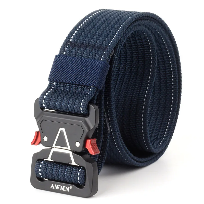 Dark Blue Belt Холщовый военный ремень мужские тактические дизайнерские ремни для джинсов брюки Повседневный нейлоновый черный длинный поясной ремень быстросъемный ремень Кобра - Цвет: Dark Blue Belt