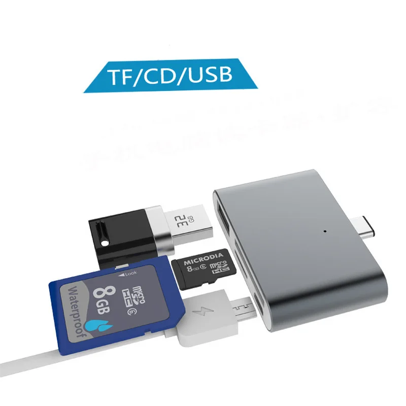 OTG USB3.1 Type-C Card Reader USB-C to USB2.0 SD TF Micro USB Multifunction Converter for Phone Computer Date Transfer Use OTG USB3.1 Type-C Card Reader USB-C to USB2.0 SD TF Micro USB Multifunction Converter for Phone Computer Date Transfer Use