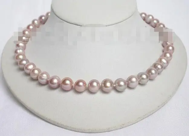 

Free Shipping >>>Genuine 17" 11mm round purple violet freshwater pearls necklace j6540