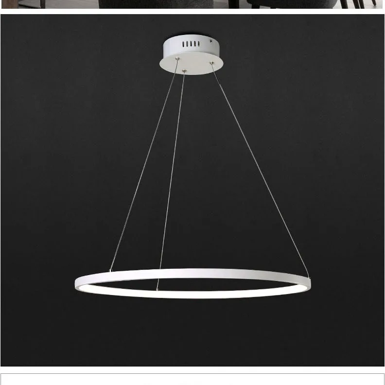 AC85-265V круглая подвесная люстра освещение для столовой кухни комнаты кольца алюминиевая подвесная люстра блеск де плафон модеран