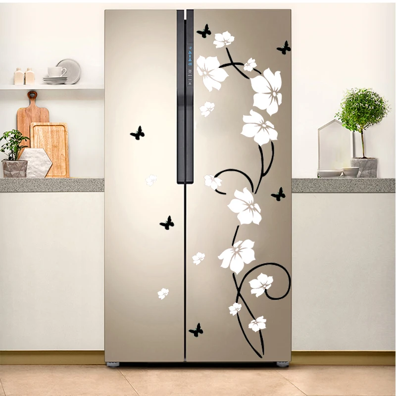 Виниловая наклейка на стену, виноградное дерево, цветок, украшение для спальни, Настенная Наклейка на холодильник, наклейка с бабочкой для гостиной, домашний декор J66