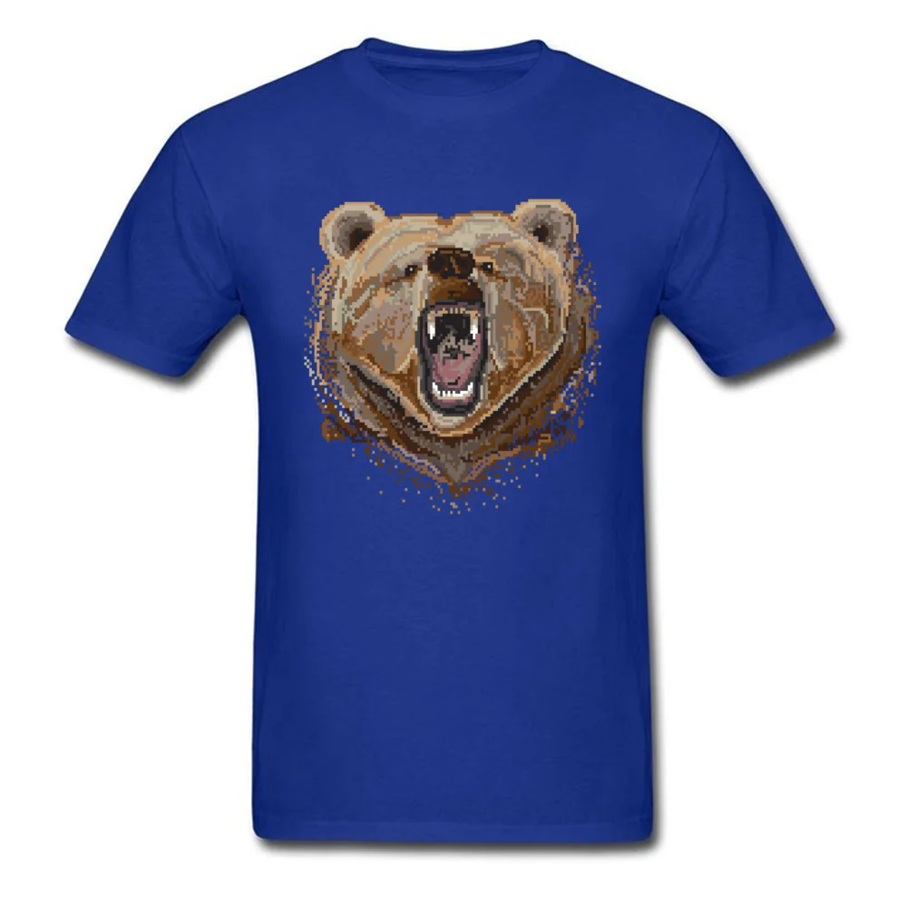 Pixel Bear Round Neck T-shirts Summer/Autumn Tops Tees Short Sleeve Wholesale 100% Cotton Unique T-shirts Casual Men Pixel Bear blue