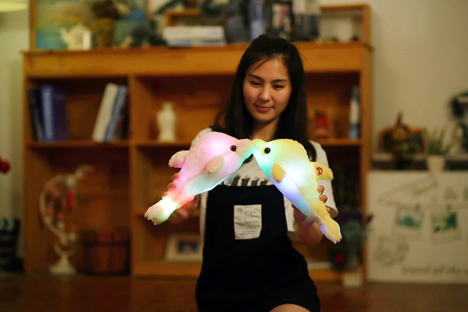 32 см креативная светящаяся плюшевая кукла-Дельфин, светящаяся подушка, Красочный светодиодный светильник, игрушки в виде животных, детский подарок