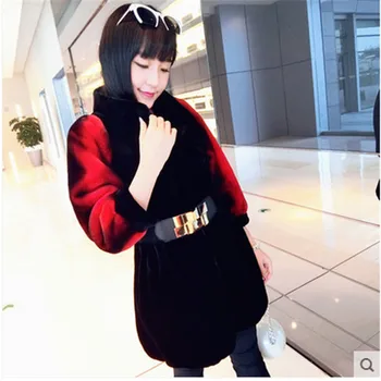 

Gradient color Fashion Faux Rabbit Slim Coat N14