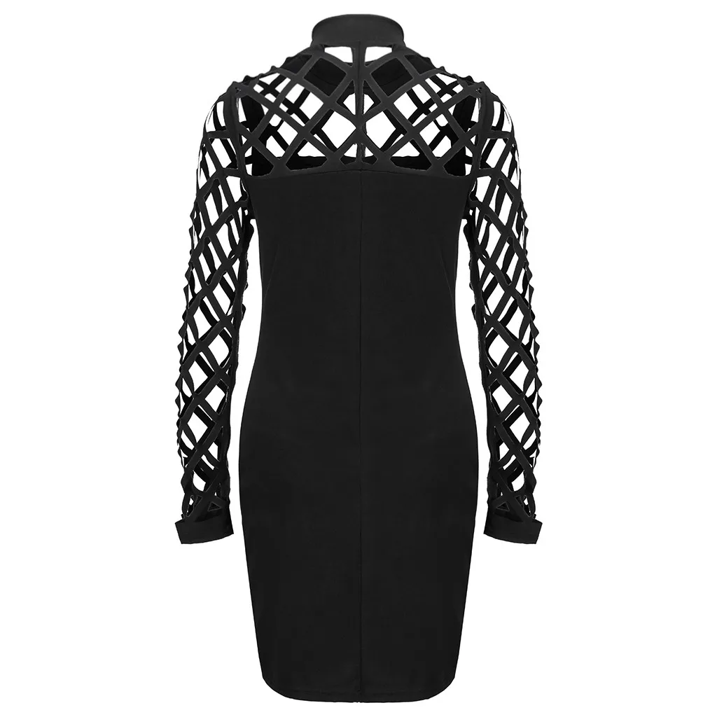 Womail повседневное летнее открытое с длинным рукавом сексуальный О-вырез Bodycon Мода полиэстер материал платье женское 19MAR21
