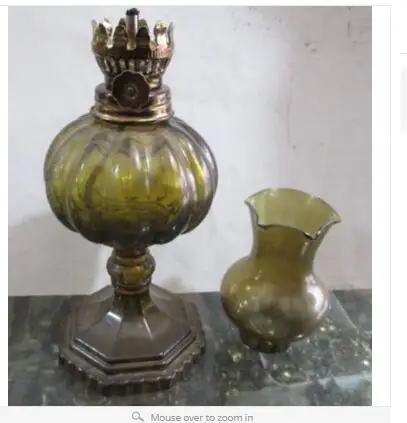 

Art Bronze Decoration Crafts Brass old collect Elaborate 13.79 inch / Chinese ancient old copper glass kerosene lamp
