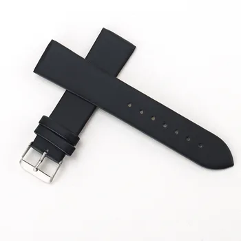 

20mm Leather Strap Watch Band Stainless Steel Buckle Strap Buckle Clasp watch accessories High Quality Black color Watchband 053