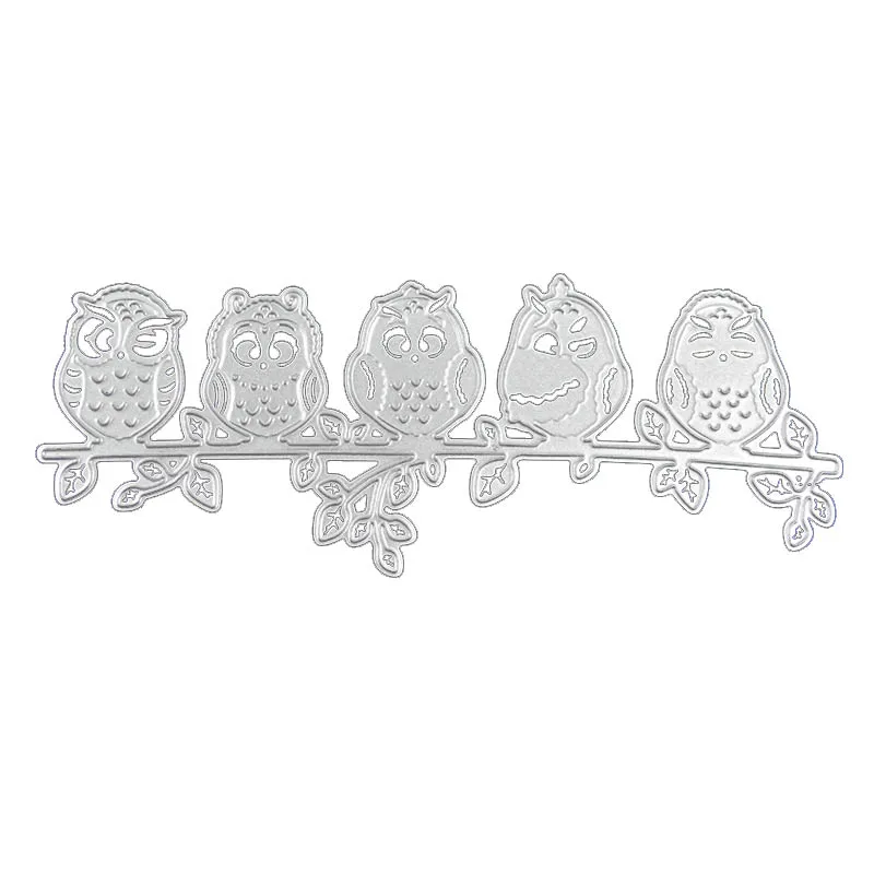 

5 owls standing on the tree metal cutting dies DIY Die Cut Stencil Decorative Scrapbooking Craft Card template