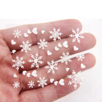 

2 sheets Snowflake Nail Stickers Winter White 3D Nail Sticker Heart Snow Nail Art Stickers Adhesive Sticker Decals