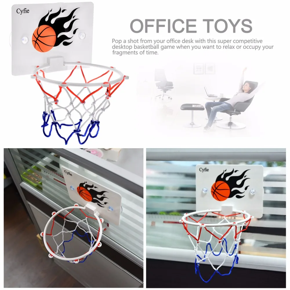 Dewel 1set Portable Basketball Hoop Toy Desk Home Basketball Fans Game