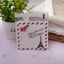 100x100 мм милый дизайн башни Парижа печать конфеты упаковка само-мыло с удерживающей накладкой пластиковые пакеты выпечки пакет 100x100 мм