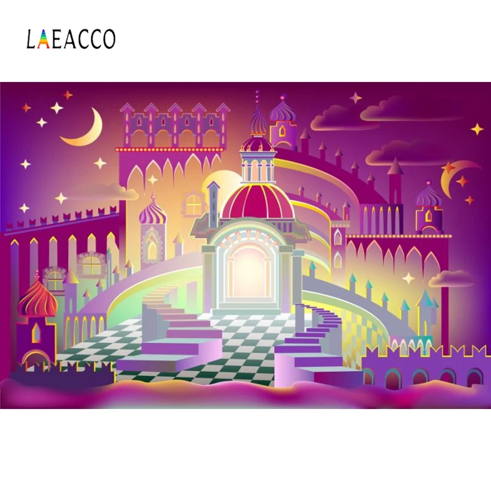 

Laeacco 3D Princess Castle Photography Backgrounds Baby Shower Portrait Customized Photographic Backdrops for Photo Studio