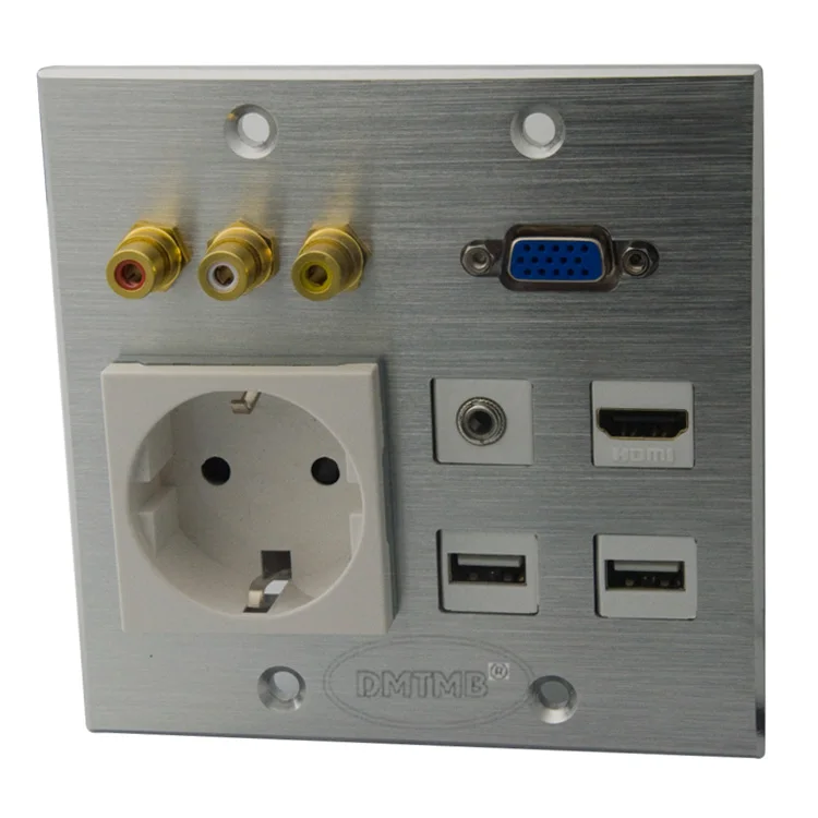 120X120 мм алюминиевая лицевая пластина с HDMI 3 5 аудио 3RCA AV USB VGA ЕС настенная и