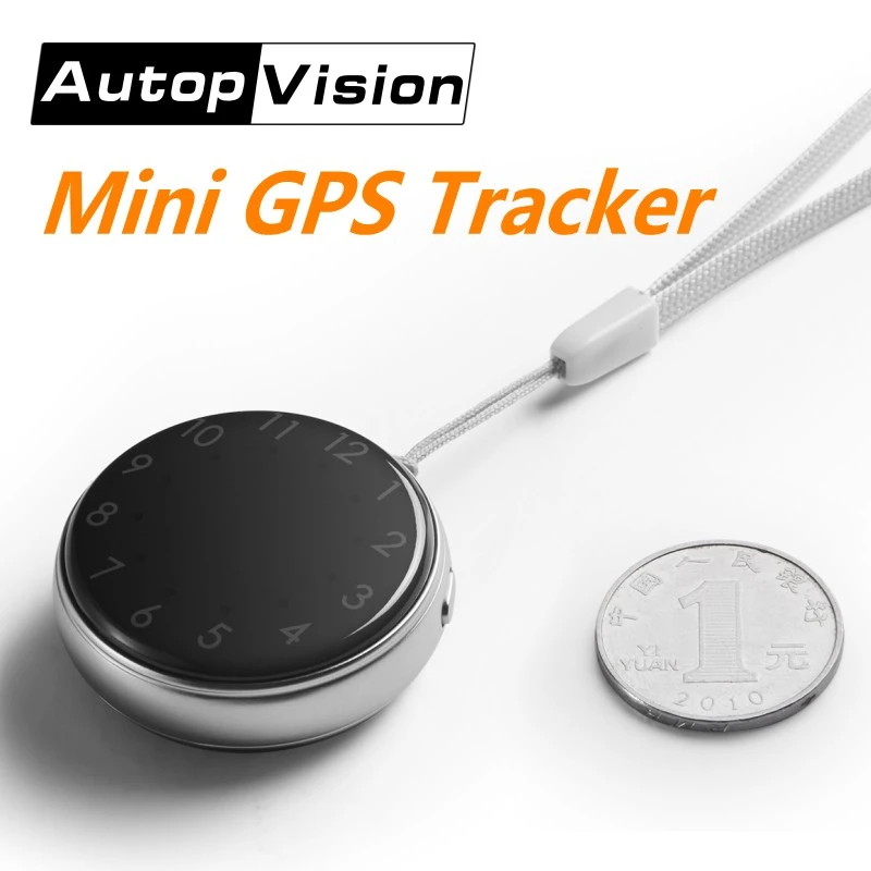 Black Mini GPS Tracker Locator with Rechargeable Battery APP Tracking for Kids Personal SOS Alarm