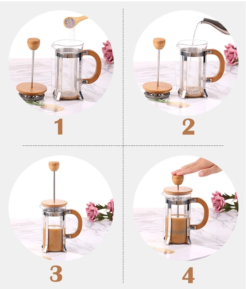 Французский Пресс Кофе чайник горшок с деревянной ручкой кофеварки 4Cup 27 унций 800