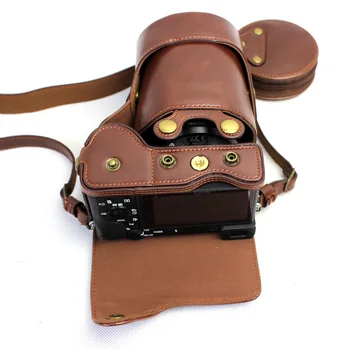 

Deluxe Edition PU Leather Camera Case Cover For Sony Alpha A6500 ILCE-6500 16-70/18-55mm Lens With Storage Bag Bottom Open Case