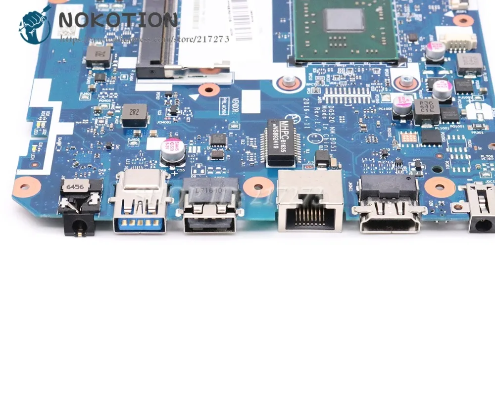 NOKOTION для Lenovo Ideapad 110 15ACL материнская плата ноутбука 5B20L72714 DG520 NM B051 с стандартным ЦП