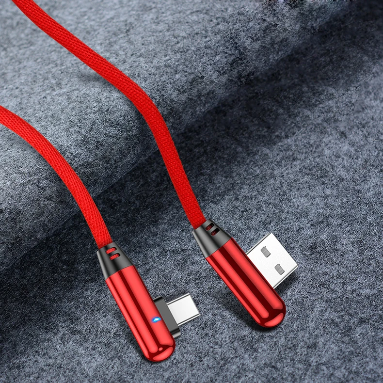 Hadinas светодиодный 90 градусов Тип usb C нейлон Тип-C Быстрая зарядка USB-C кабель для Xiaomi Redmi Note 7 samsung S10 A50 tipe c провода