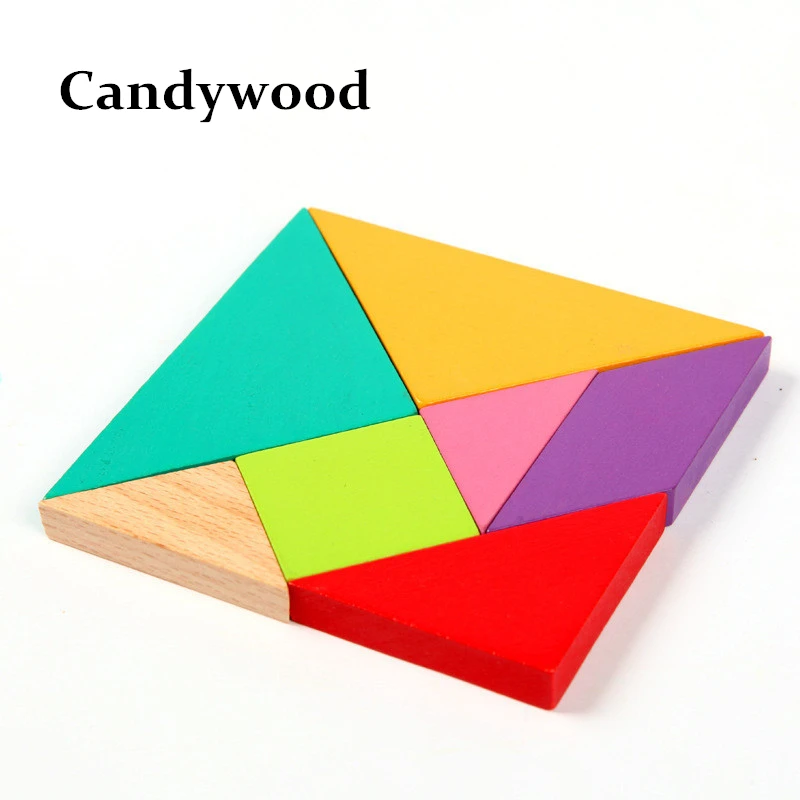 

10x10CM Jigsaw Puzzle Educational Wooden Toys Developmental Toy Large Wooden Tangram Brain Teaser Puzzles For Children