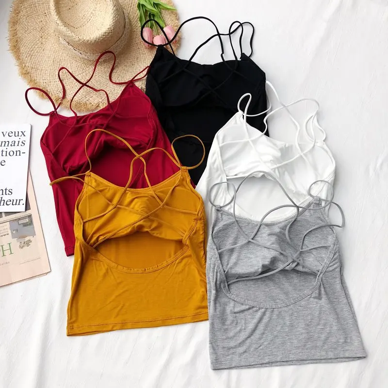 

Sexy Hollow Out Tops Women Black Tops Streetwear Elastic soft Shirts Solid Sleeveless Overlap Cross Sling Tank Top Vest