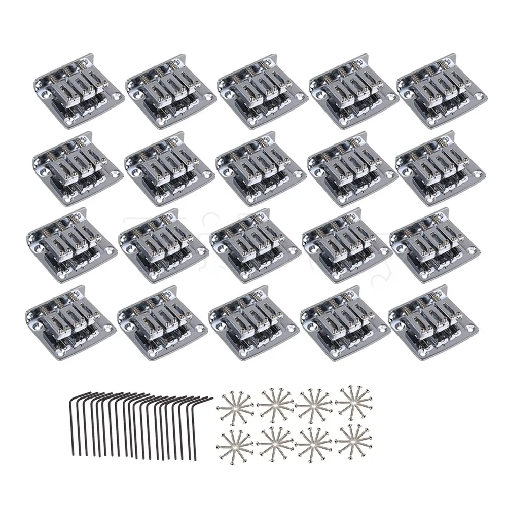 

Yibuy 20x Chrome Plated Zinc Alloy Bridge Tailpiece for 3String Cigar Box Guitar