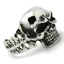 Диаметр 7 см наконец Модные мужские украшения огромный и тяжелый 316L Нержавеющая сталь сердитый череп браслет мужские мальчиков браслеты для байкеров
