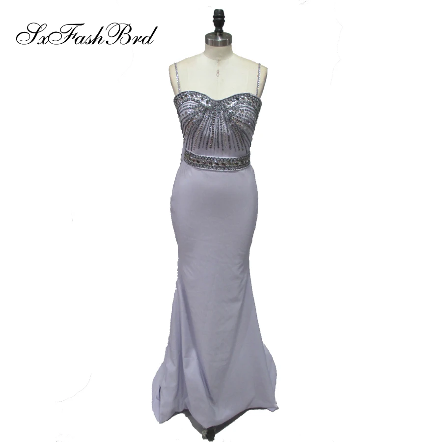 Vestido De Festa Sweetheart Shiny Beading Spaghetti Strap Mermaid Long
