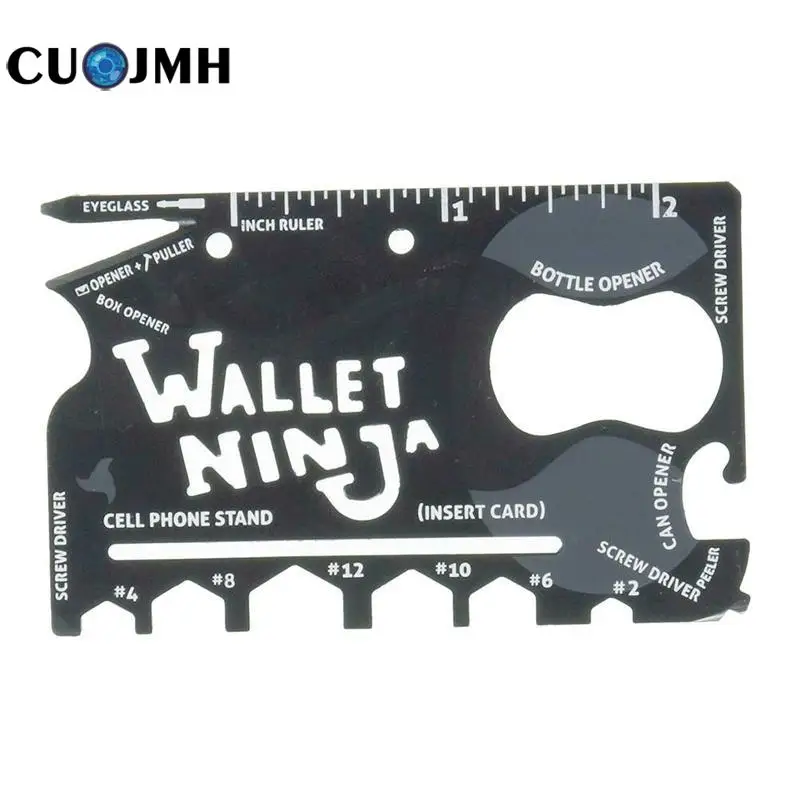 

16 In 1 Black Camping Pocket Military Card Knife Stainless Steel Camping Outdoor Survival Edc Tools Multi-function Tool