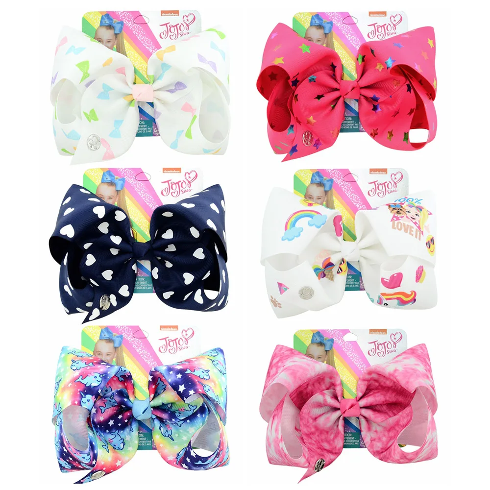 

1Pcs 8 Inch"jojo Girls Siwa Metallic Rainbow Stars Collection Coral Colorful Hairpin Large Hair Bows Hair Accessories 934-j