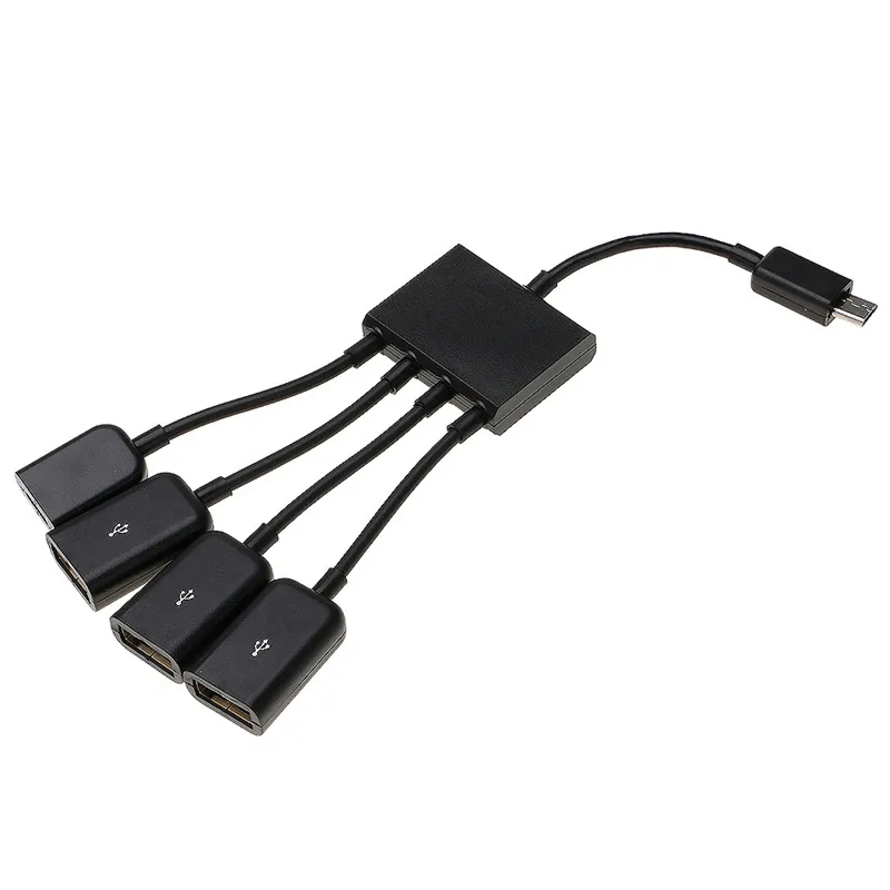 Адаптер Micro USB на 3 порта 2 0 с 1 портом зарядки usb хаб OTG черный| |