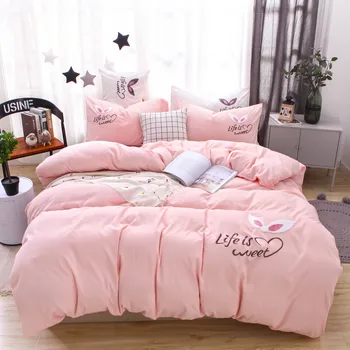 4 Pcs Bedding Set Duvet Cover Pillowcase Bed Sheet Rabbit Ear Embroidery Young Girl Bed Linen 13372 Cotton Solid Life Is Sweet
4 Pcs Bedding Set Duvet Cover Pillowcase Bed Sheet Rabbit Ear Embroidery Young Girl Bed Linen 13372 Cotton Solid Life Is Sweet