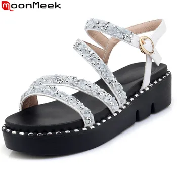 

MoonMeek 2020 fashion summer new arrival shoes woman buckle casual comfortable sandals women buckle crystal big size 33-44