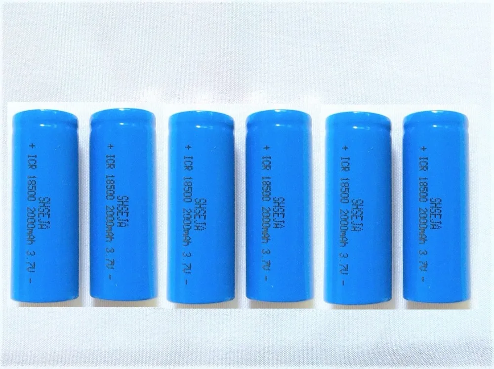6 шт 3 7 V 2000Mah перезаряжаемые Батарея 18500 для lashlight Оптовая безопасная литий-ионный