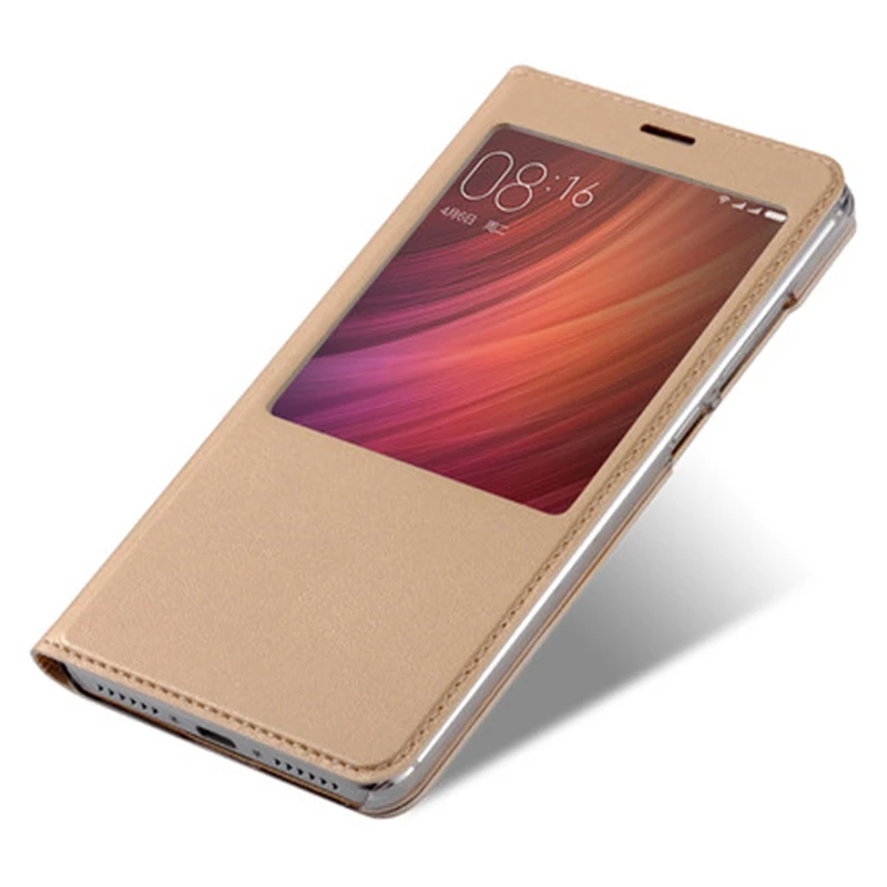 Кожаный чехол-книжка для Xiaomi Redmi Pro с умным окошком Hongmi funda de cuero функцией