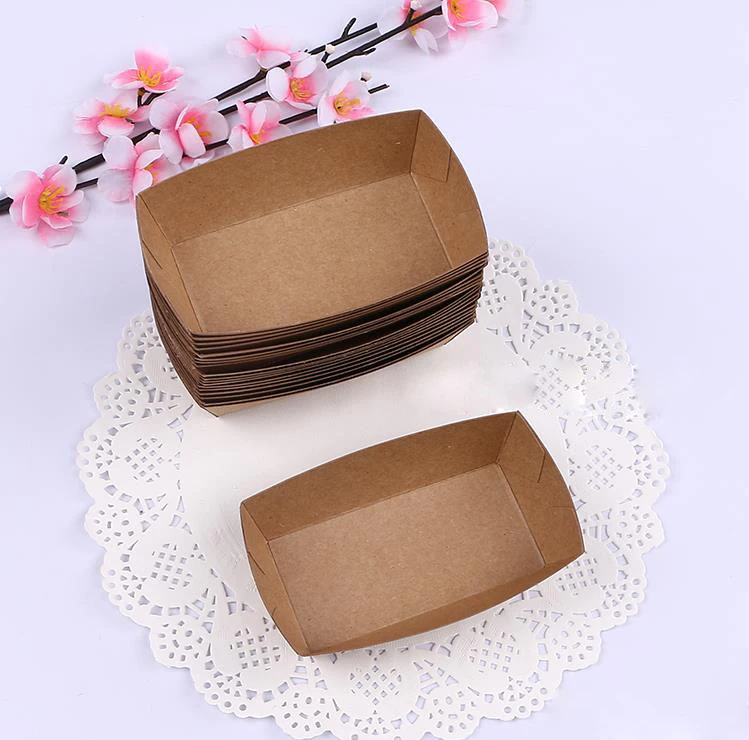 

100PCS No.7 Eco Friendly Fried Chicken Popcorn Dessert Box,food package for party,hot dog/BBQ kraft paper ship boxs/paper tray
