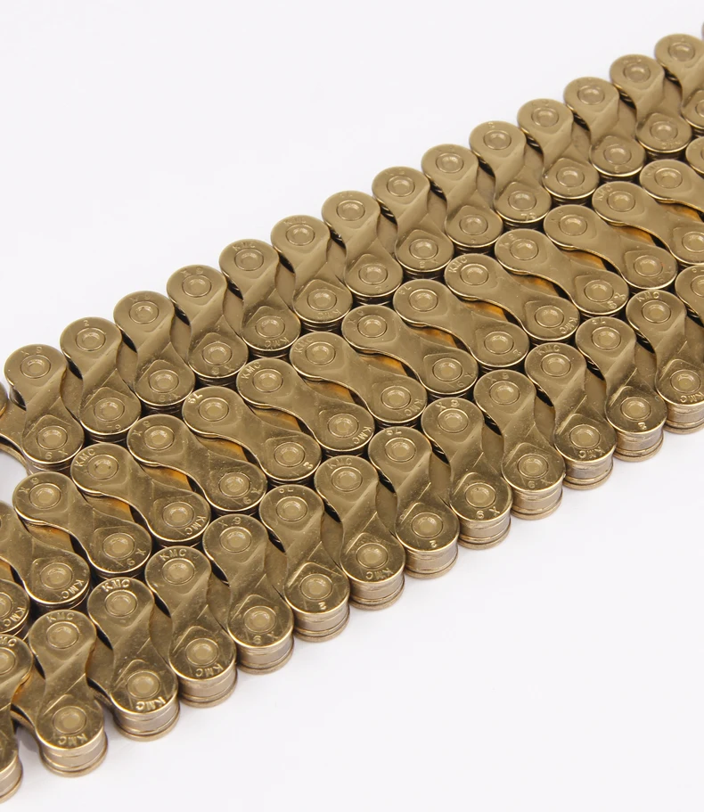 Discount KMC X9 Golden Alloy Iron 9/18/27 Speed Bike Chain MTB Mountain Road Bike Universal Bicycle Chain 116 Links Missing Connect Links 2