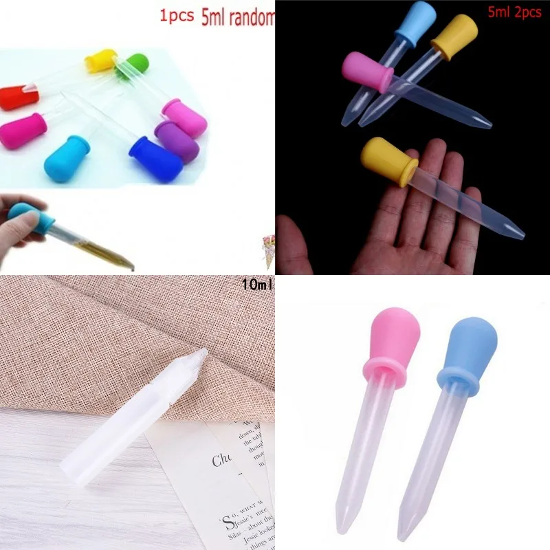 

1/2pcs 5/10ML Small Silicone Plastic Feeding Medicine Liquid Eye Ear Graduated Pipette Dropper For School Lab Supplies random