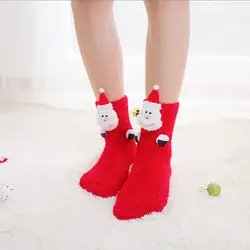 Новые для женщин обувь для девочек Soxs сетки Рождество носки девочек печати Цветочное полотенце теплые короткие мультфильм толстые