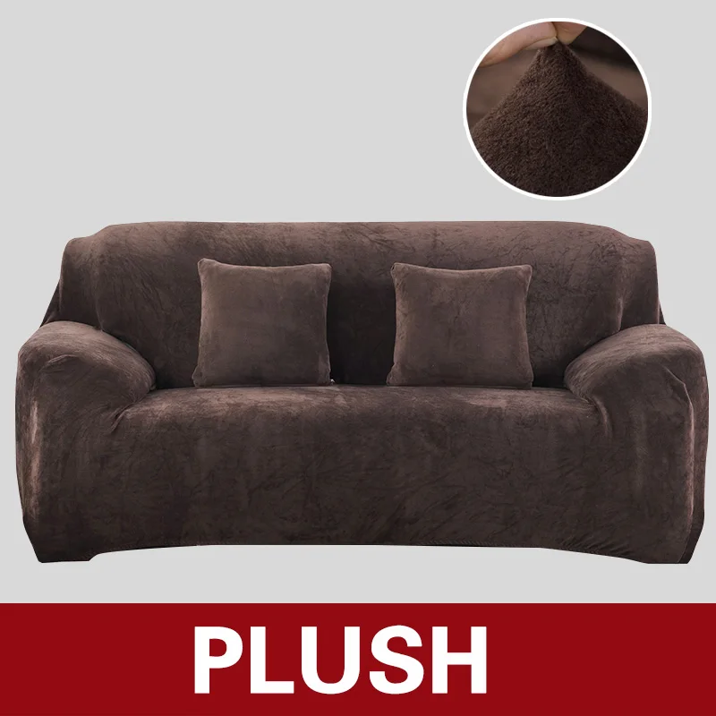 Tampa do Sofá de Pelúcia Capas para Sala de Estar Trecho Cor Sólida Grosso Protetor Tampa Slipcover Sofá Antiderrapante Sofá Toalha 1 e 2 e 3 e 4 Seater