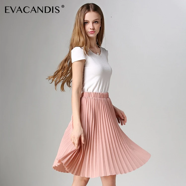 

2018 Spring Summer Vintage Elegant Skirt Pleated Red Pink Blue Skirt Autumn Chiffon Midi Slim Plus Size Designer Women Skirt