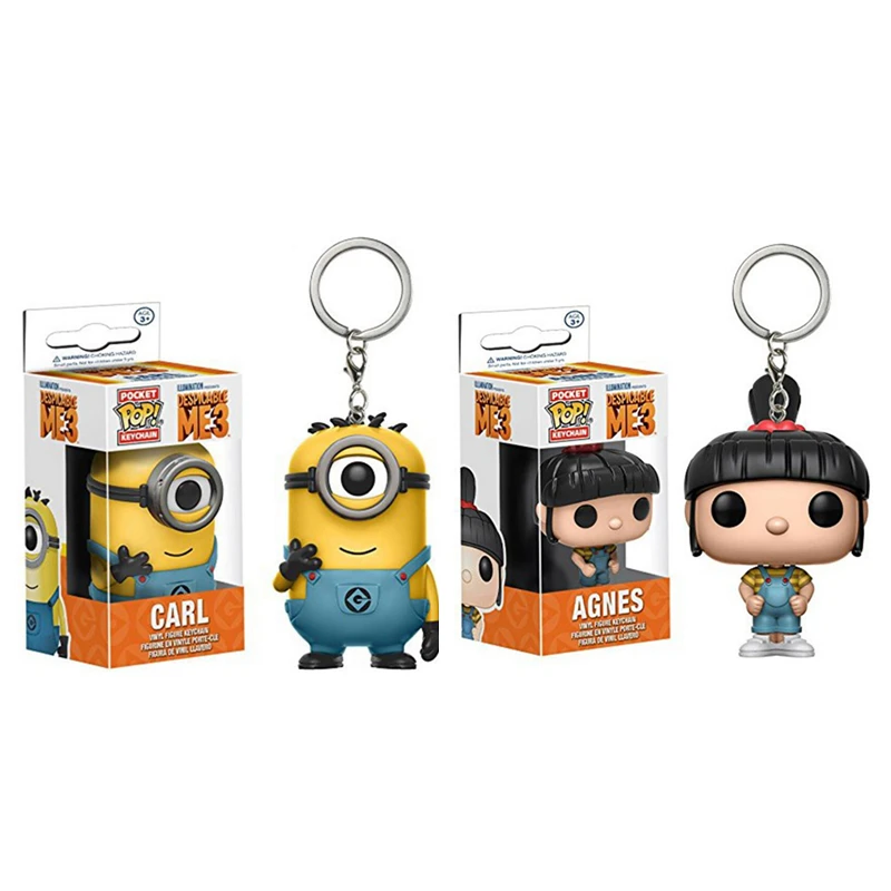 

FUNKO POP New Pocket Pop Keychain Official Despicable Me Minion Carl Characters Action Figure Collectible Model Christmas Toys